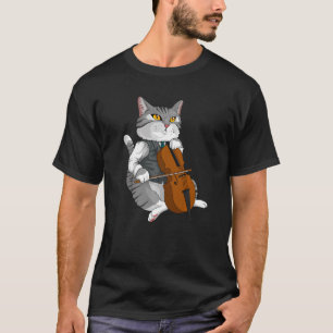 Camiseta Instrumento musical Cat Playing Cello Violin