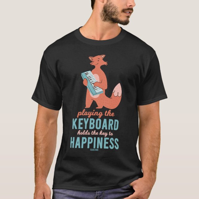 Camiseta Instrumento musical da Floresta Fox Keyboard (Frente)