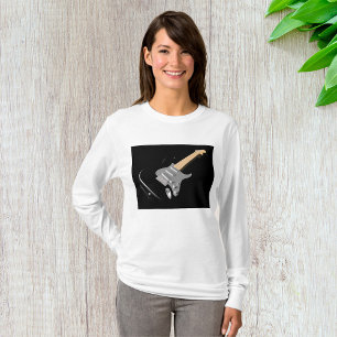 Camiseta Instrumento Musical de Violão Elétrico Preto em Gr