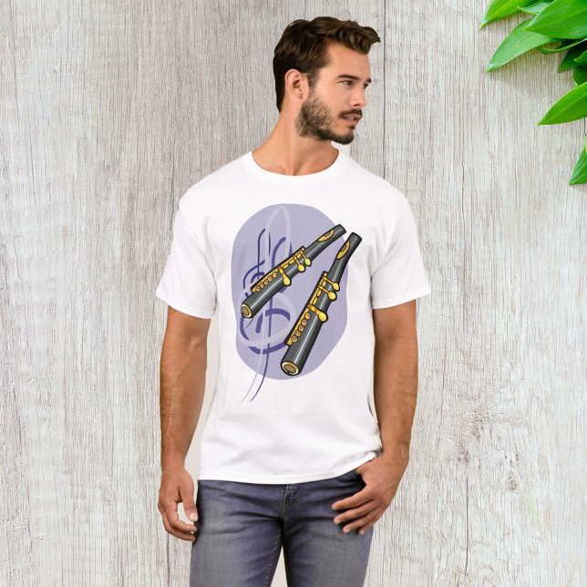 Camiseta Instrumento Musical Elegante Flute Duet (Criador carregado)