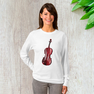 Camiseta Instrumento Musical Violino Vermelho Elegante