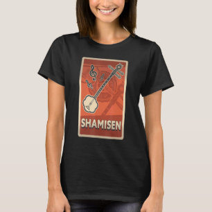 Camiseta Instrumento Retroativo Asiático Shamisen Para Músi