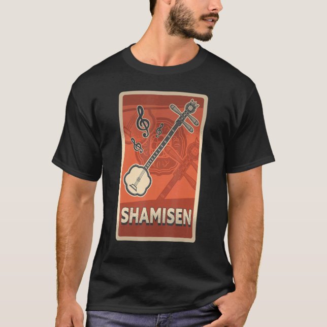 Camiseta Instrumento Retroativo Asiático Shamisen Para Músi (Frente)