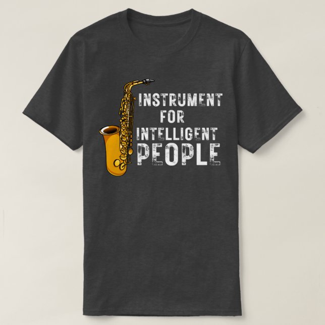 Camiseta Instrumento saxofone para pessoas inteligentes1 (Frente do Design)