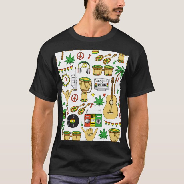Camiseta Instrumentos Musicais: Reggae Sem Olhos (Frente)