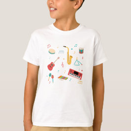 Camiseta Instrumentos Musicais Tema Musical Padrão