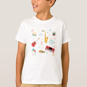 Camiseta Instrumentos Musicais Tema Musical Padrão