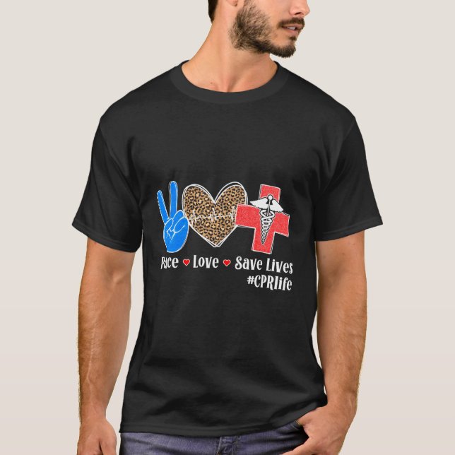 Camiseta Instrutor Cpr do Peace Love Instrutor Cpr (Frente)