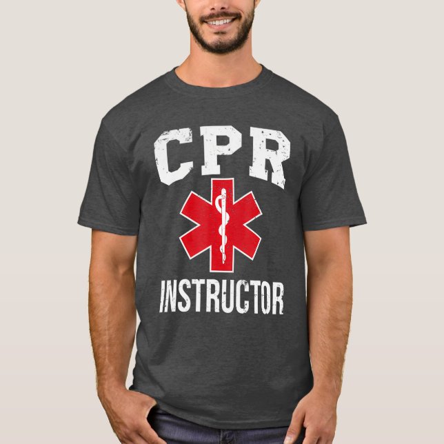 Camiseta Instrutor CPR Red Star Of Life EMS design Médico (Frente)