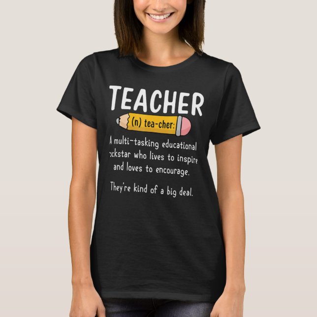 Camiseta Instrutor de educação Definição de nome de profess (Frente)