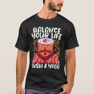 Camiseta Instrutor de Yoga Equilibre Sua Vida com Sushi e I