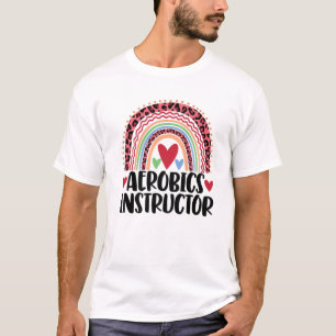 Camiseta Instrutora Aeróbica Rainbow Funny Women Leopard Ra