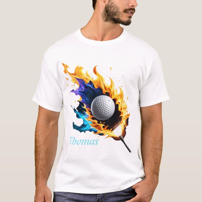 Camiseta Intensidade de chama: A bola de golfe em ação. (Frente)