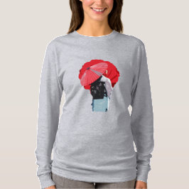 Camiseta Intenso Vermelho Inspiração Japonesa com Sombrinha