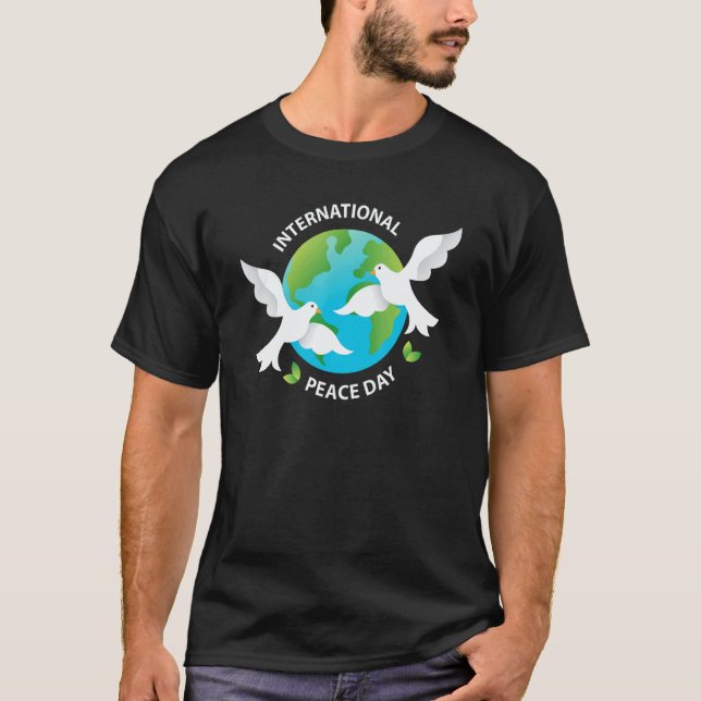 Camiseta International Peace Day Earth Pigeon For Man Woman (Frente)