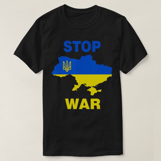 Camiseta Interromper a Primeira Guerra com a Ucrânia e apoi (Frente do Design)