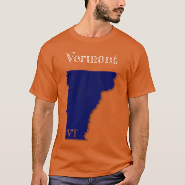 Camiseta Interstateas de Vermont [Design Azul-Marinho] (Frente)