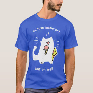 Camiseta Intolerante à Lactose Mas Bem Engraçado Gato Fofo 