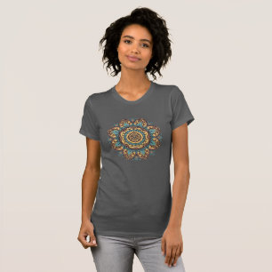 Camiseta Intrair a Flor de Mandala Azul e Amarelo