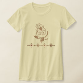 Camiseta Intrincado Desenho de Girassol e Divisor Floral Or