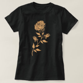 Camiseta Intrincado Desenho Floral de Rosa com Ramo Ornamen