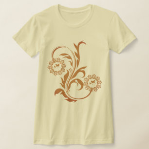 Camiseta Intrincado Mandala Floral Ornamentado e Borboletas