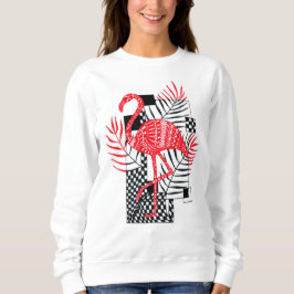 Camiseta Intrincado Padrão de Flamingo Vermelho - L Tropica