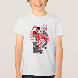 Camiseta Intrincado Padrão de Flamingo Vermelho - L Tropica