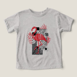 Camiseta Intrincado Padrão de Flamingo Vermelho - L Tropica