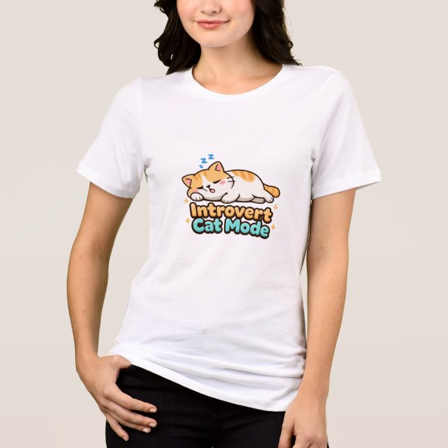 Camiseta Introvert Cat Mode Funny  (Frente)