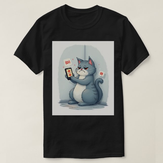 Camiseta Introvert Feed Refresh Avoidance Funny Cat Sticker (Frente do Design)