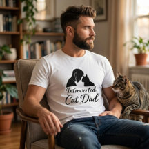 Introverted Cat Dad Vintage Silhouette Minimalist 