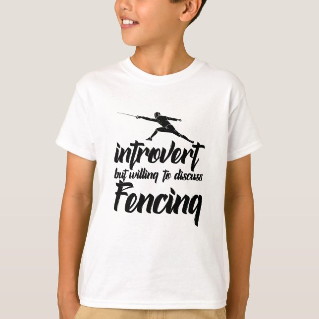 Camiseta introvertido, mas disposto a discutir esgrima (Frente)