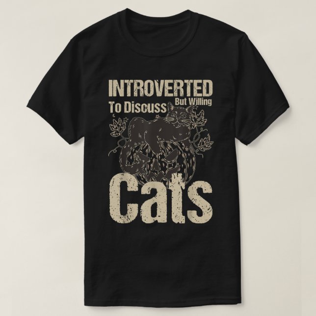 Camiseta Introvertido, mas disposto a discutir gatos, amant (Frente do Design)