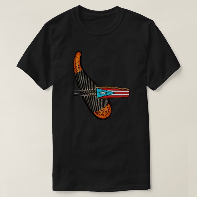 Camiseta Intrumentos do Porto Rico Flag Guiro Boricua (Frente do Design)