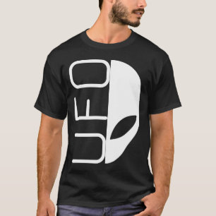 Camiseta Invasão Alienigena Tipografia UFO Meio Rosto Desig