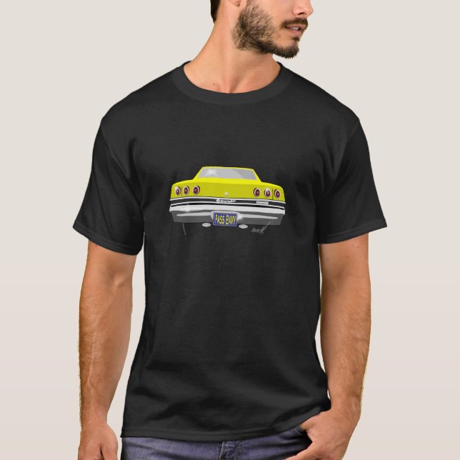 Camiseta Inveja amarela da passagem de 1965 Chevy (Frente)