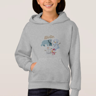 Camiseta "Inverno com pinguins e capuz do urso"