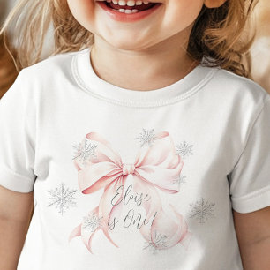 Camiseta Inverno Cor-de-Rosa Onederland Prata 1º Aniversári