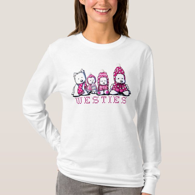 Camiseta Inverno cor-de-rosa Westies (Frente)