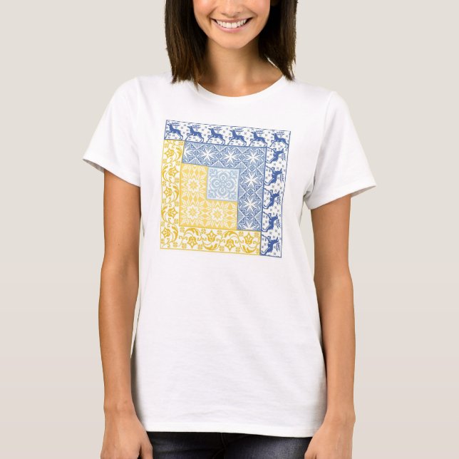 Camiseta Inverno da cabana rústica de madeira (Frente)