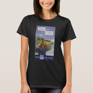 Camiseta Inverno na Suecia Sueca Airlines Viagem Female Pi