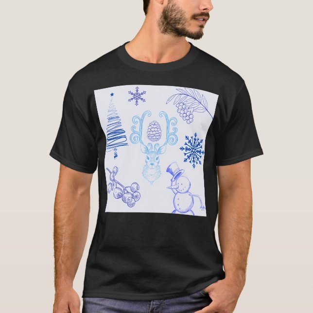 Camiseta Inverno - Padrão Claro Azul (Frente)