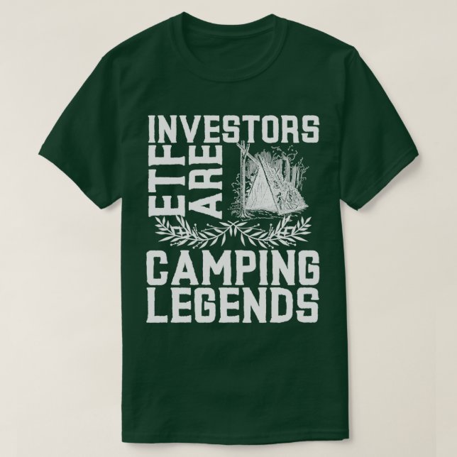 Camiseta Investidores ETF Acampando Legendas Em Tendas 2 (Frente do Design)