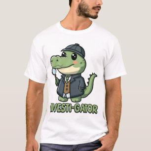 Camiseta Investigador! Cartoon do Detetive Alligator Pun