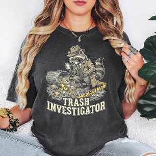 Camiseta Investigador de Lixo Guaxinim Detetive Engraçado