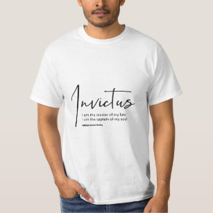 Camiseta Invictus, sou o Mestre do meu Destino, Preto e Bra