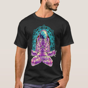 Camiseta Ioga Astronauta Meditação na Posição de Lótus Tant