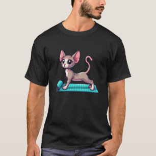 Camiseta Ioga com Gato Sphynx Pet Divertido Meditação