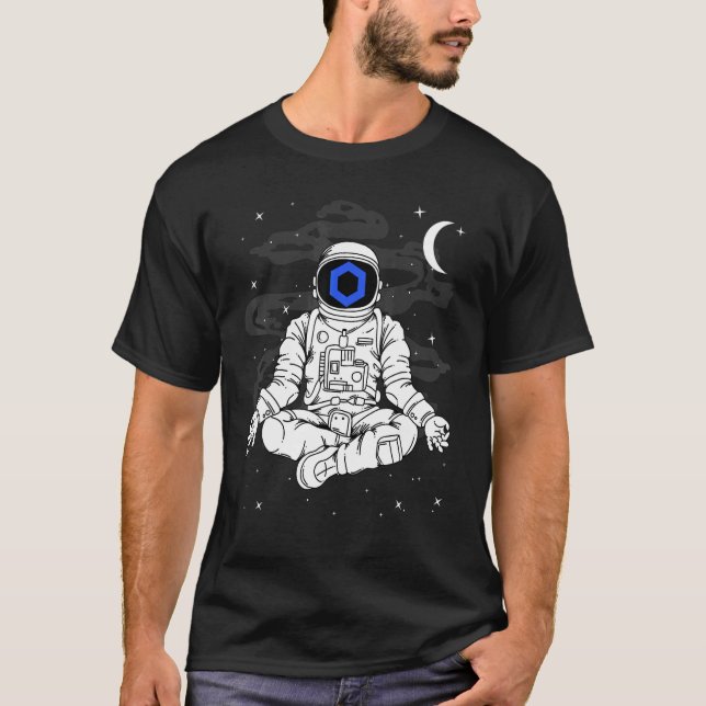 Camiseta Ioga de Astronauta Chainlink Moeda Link Para a Lua (Frente)